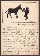Garçon Avec Un âne. - Illustrateur Carus - Silhouette - Boy With Donkey. 1920 - Silhouettes