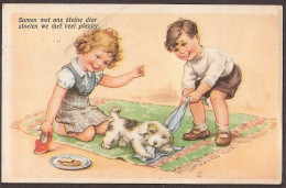 Samen Met Ons Kleine Dier, Stoeien We Met Veel Plezier - 1947. Hond, Chien, Des Enfants. - Dessins D'enfants