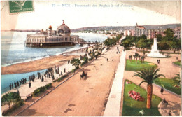 CPA 06 (Alpes-Maritimes) Nice - Palais-Casino Et Promenade Des Anglais à Vol D'oiseau BE Couleur 1913 éd. Giletta à Nice - Casinos