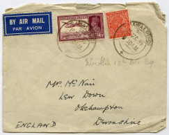 KGVI INDIA, AIRMAIL 1939 : THE DEVONSHIRE REGIMENT / RAWALPINDI, OKEHAMPTON, LEWDOWN (McNAIR) - 1936-47 Roi Georges VI