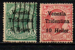 ITALIA - TRENTINO - 1918 - FRANCOBOLLI ITALIANI SOVRASTAMPATI - 5 E 10 CENT. - USATI - Trentino