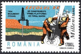 ROMANIA 1999 - 1v - MNH - Oil Rigs. First Marine Drilling Platform In Texas 1934 - Öl - Petróleo - Il Petrolio - Pétrole - Erdöl