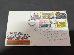 18-9-2023 (1 U 30) UK FDC Cover (1 Cover) 1975 (posted To Australia) European Architecture - 1971-1980 Decimal Issues