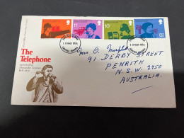 18-9-2023 (1 U 30) UK FDC Cover (1 Cover) 1976 (posted To Australia) The Telephone Centenary - 1971-1980 Decimal Issues