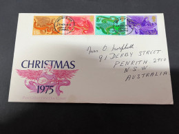 18-9-2023 (1 U 30) UK FDC Cover (1 Cover) 1975 (posted To Australia) Christmas - 1971-1980 Decimal Issues