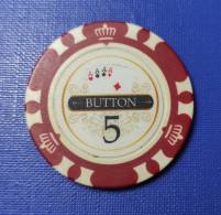 CASINO CHIP TOKEN 5 BUTTON Poker Club Kyiv UKRAINE FISH FICHES CHIPS JETON Ø39,9mm - Casino