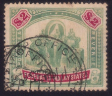 FEDERATED MALAY STATES FMS 1906 $2 Wmk.MCA Sc#35 - Fiscal USED - (6) THINNED SPOTS On Edged @TE283 - Federated Malay States