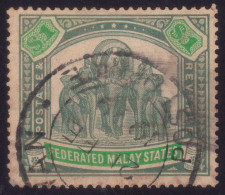 FEDERATED MALAY STATES FMS 1926 $1 Wmk.MSCA Sc#73a USED SitiawAN Pmk @TE276 - Federated Malay States