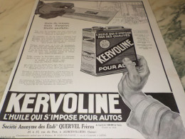 ANCIENNE PUBLICITE HUILE QUI S IMPOSE POUR AUTOS KERVOLINE 1926 - Other & Unclassified