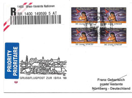 2272d: Rekobrief 1400 UNO Wien Nach Nürnberg, Unicef, Ibra 1999 - UNICEF