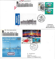 2272b: Zwei Rekobriefe 1400 UNO Wien Nach Montreal Und Toronto Hohe Frankaturen, Austrian Airlines 1999+ 2001 - Cartas & Documentos