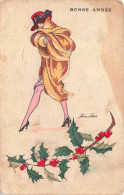 ILLUSTRATION SIGNE - Xavier Sager - Bonne Année - Femme Portant Un Châle - Carte Postale Ancienne - Sager, Xavier