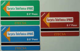 CUBA - Urmet - 1st Issue - Set Of 3 - ETECSA - Tarjeta Telefonica - $1, $3 & $5 - Mint - Kuba