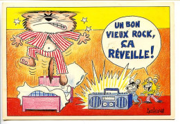 CPSM 10.5 X 15 Illustrateur Barberousse  "Un Bon Vieux Rock, ça Réveille" Chat   Rat  Souris  Réveil Brutal - Barberousse
