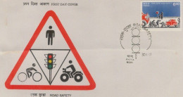 Road Safety, FDC, India, 1991, India, Condition As Per Scan-LPS7 - Ongevallen & Veiligheid Op De Weg