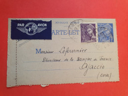 Entier Postal Mercure + Complément De Cannes Pour Ajaccio Par Avion En 1941 - Réf S 8 - Cartoline-lettere