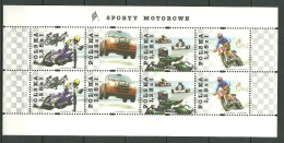 POLAND MNH ** 3900-3903 En Feuillet Sports Mécaniques Moto Auto Automobile Motocross - Feuilles Complètes