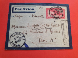Indochine - Entier Postal Par Avion ( De Saigon à Marseille ) De Hanoi Pour Paris En 1934 - Réf S 18 - Cartas & Documentos
