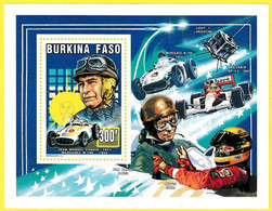 Automobiles - Bloc-feuillet Neuf** - En Commémoration Des Pilotes Ayrton Senna Et Juan Manuel Fangio - Burkina Faso 1995 - Burkina Faso (1984-...)