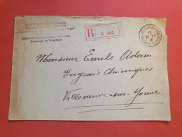 Belgique - Enveloppe Du Ministère (Chemin De Fer,Marine Et Postes) En Recommandé Pour Villeneuve/Yonne En 1916- Réf S 25 - Altri & Non Classificati