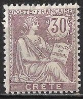 CRETE 1902 French Office : Stamps Of 1900 With Inscription CRETE 30 C Lilac Vl. 10 MH - Crete