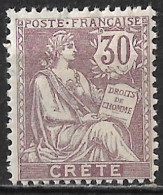 CRETE 1902 French Office : Stamps Of 1900 With Inscription CRETE 30 C Lilac Vl. 10 MH - Crète