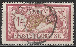 CRETE 1902 French Office : Stamps Of 1900 With Inscription CRETE 1 Fr. Wine Red / Yellow Vl. 13 Used - Crète