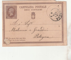 Italie Entier Postal  MODENA 14/9/1874 Pour Bologna - Postwaardestukken