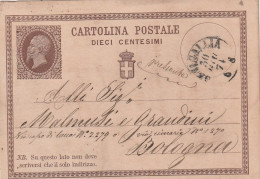 Italie Entier Postal  SENIGALLIA 30/6/1874 Pour Bologna - Ganzsachen