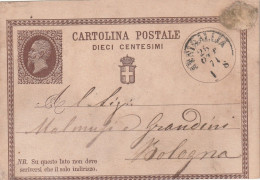 Italie Entier Postal  SENIGALLIA  26/10/1874 Pour Bologna - Interi Postali