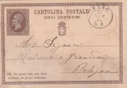 Italie Entier Postal FANO 27/10/1874 Pour Bologna - Entiers Postaux