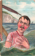 FANTAISIES - Portrait - Homme Se Baignant  - Colorisé - Carte Postale Ancienne - Mannen