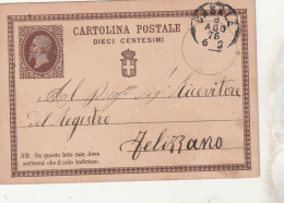 Italie Entier Postal CASALE 8/8/1876 Pour Telizzano - Postwaardestukken