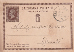 Italie Entier Postal SARZANA  2/1/1877  Pour Grosseto - Entiers Postaux