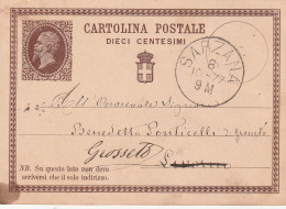 Italie Entier Postal SARZANA  8/10/1877  Pour Grosseto - Postwaardestukken