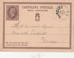 Italie Entier Postal SARZANA  10/4/1877  Pour Firenze - Postwaardestukken