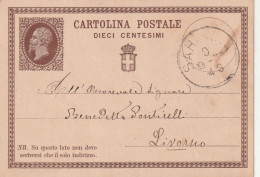 Italie Entier Postal SARZANA  9/9/1877  Pour Livorno - Entiers Postaux