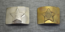 Vintage Two Buckles Of Soldiers Of The Ussr Army. One Personalized With A Signature - Uniforms