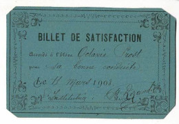 Billet De Satisfaction - Bonne Conduite - 1903 - Macon (71) - Diplômes & Bulletins Scolaires