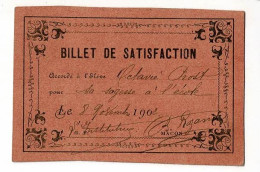 Billet De Satisfaction - Sagesse à L'école - 1902 - Macon (71) - Diplômes & Bulletins Scolaires