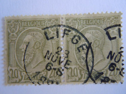 België Belgique Leopold II Pair Nove Liege Erreur LIFGE ? COB 47 O - 1884-1891 Léopold II