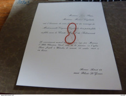 IM19-7  Invitation  Virginie Vuylsteke  Comte Miguel De Ribaucourt Waterloo 1987 - Wedding