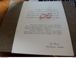 IM19-7  Invitation  Comte Jean-Pierre De Ribaucourt Baronne Solange Van Eyll Serville Anthée 1963 - Wedding