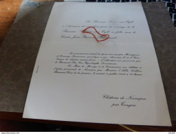 IM19-7  Invitation  Baronne Solange Van Eyll  Comte Jean-Pierre De Ribaucourt Chateau Neerepen Tongres - Wedding