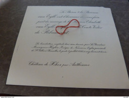 IM19-7  Invitation  Baronne Elisabeth Van Eyll  Comte Victor De Ribaucourt 1930 - Wedding