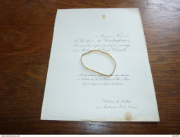 I12-5 Invitation Fançois De Kerchove De Denterghem Cécile Clouet 1935 Chateau De Seilles Andenne - Mariage