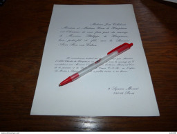 I3-2 Invitation Mariage Philippe De Hemptinne Anne Rose Van Caloen 1974 Loppem Paris - Mariage