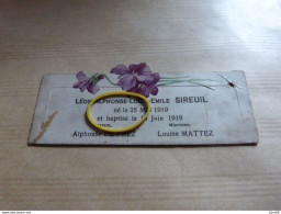 NA7  LC246 Souvenir Baptême  Léon Sireuil 1919 - Naissance & Baptême