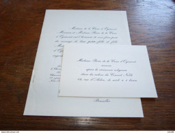 I8-11 Invitation Jeannine De La Croix D'Ogimont Comte Guy D'Ursel 1953 - Mariage