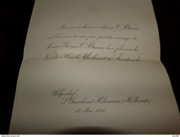 Faire-part Mariage Noblesse Georges O'Breen / Vicomtesse Carola Ysebrant De Lendonck Wilgenhof Hilversum - Mariage